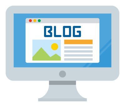パソコンの画面にBLOGと書かれたイラスト